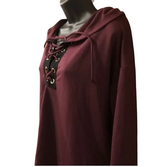 Hippie Chic Burgundy colored hoodie Size L - Picture 2 of 6